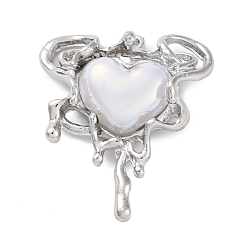 Платина Стойки подвески обшивки сплава, cmолой, без кадмия, без никеля и без свинца, сердце, платина, 25.5x21.5x6 мм, отверстие : 1.6 мм