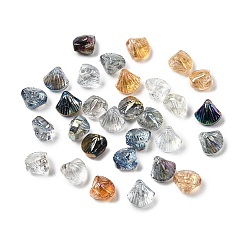 (52) Непрозрачная лаванда Гальванизируйте прозрачные стеклянные бусины, формы раковины, с половиным покрытием, граненые, Топ пробуренной, разноцветные, 10x10.5x8 мм, отверстие : 1 мм