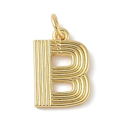 Letter B Латунные подвески, с целью перехода в кольце, письмо амулеты, стойки покрытие, долговечный, без кадмия и без свинца, реальный 18 k позолоченный, В письме, 15x10.5x1.5 мм, отверстие : 3.5 мм