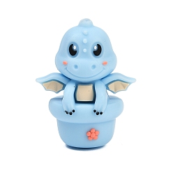 Светло-Голубой 3d трехмерные силиконовые бусины дракона, фокусные бусы, Небесно-голубой, 31.5x24.5x22.5 мм, отверстие : 2.5 мм