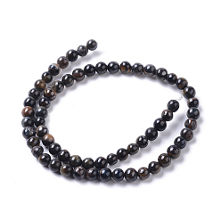 Tiger Eye Grade AB Natural Blue Tiger Eye Beads Strands, Round, 6mm, Hole: 1.2mm, about 65pcs/strand, 15.16 inch(38.5cm)