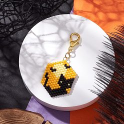 Cat Shape 5 шт. подвесные украшения из стеклянных бусин на Хэллоуин, шестиугольник, с цинковым сплавом застежками омаров коготь, форма кошки, 54 мм