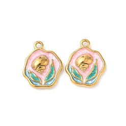 Золотой 304 нержавеющей стальной эмали подвески, , ионное покрытие (ip), золотые, 23.5x19x5 мм, отверстие : 2 мм