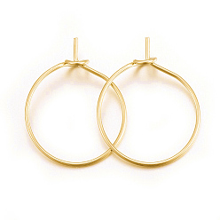 Настоящее золото 18K 316 хирургические брелоки для бокалов из нержавеющей стали, обручание серьги, DIY материал для баскетбола обруча серьги жены, реальный 18 k позолоченный, 15x0.7 мм, 21 датчик