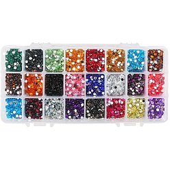 Mixed Color Imitation Taiwan Acrylic Rhinestone Cabochons, Faceted, Half Round, Mixed Color, 4x1.5mm, about 450pcs/compartment, about 10800pcs/box