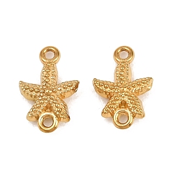 Real 18K Gold Plated Ocean Theme 304 Stainless Steel Connector Charms, Starfish Links, Ion Plating(IP), Long-Lasting Plated, Real 18K Gold Plated, 11x7x2.5mm, Hole: 1mm, about 15pcs/bag