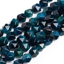 Темно-серый Природных тигровый глаз бисер нитей, окрашенная и подогревом, граненые, овальные, класс AAA, темно-серый, 7.5~8x6.5~7 мм, отверстие : 1 мм, около 48 шт / нитка, 15.1 дюйм