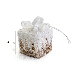 Светло-коричневый Рождественские блестящие пенопластовые подарочные коробки, подвесные украшения, для подвесных украшений на елку, загар, 60 мм