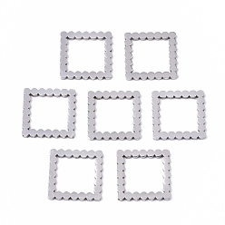 Stainless Steel Color Tarnish Resistant 201 Stainless Steel Linking Rings, Laser Cut, Square, Stainless Steel Color, 11x11x1mm, Inner Diameter: 8x8mm