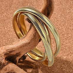 Золотой 304 из нержавеющей стали браслеты простирания, браслеты крест-накрест для женщин, ионное покрытие (ip), золотые, внутренний диаметр: 2-1/8 дюйм (5.5 см), 8 мм