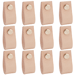 Beige Rectangle Leather Drawer Handles, with Iron Screw, Beige, 20x100x2mm