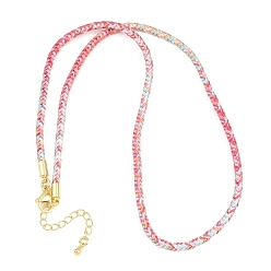Индийский Красный Изготовление ожерелий из плетеного поликоттонового шнура, с латунными выводами и 303 застежками из лобстера из нержавеющей стали, реальный 18 k позолоченный, Индийская красная, 18.11~18.19 дюйм (46~46.2 см)