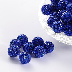 Saphir Pflastern Discokugel-Korn, Polymer Ton Strass Perlen, Runde, pp 13 (1.9~2 mm), 6 Strassreihen, 10 mm, Bohrung: 1.5 mm, Saphir, pp 13 (1.9~2 mm), 6 Strassreihen, 10 mm, Bohrung: 1.5 mm