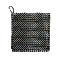 Slate Gray Cotton Macrame Cup Mats, Handmade Braided Coaster, Square, Slate Gray, 120x120mm