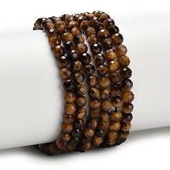 Тигровый глаз Природных тигровый глаз бисер нитей, круглые, граненый (32 граней), 4.5 мм, отверстие : 0.7 мм, около 96 шт / нитка, 15.35 дюйм (39 см)