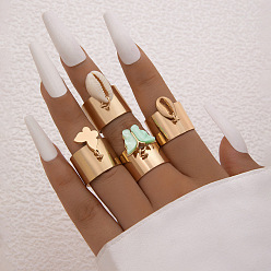 Золотой Наборы колец из сплава, со стразами и смолой, золотые, внутренний диаметр: 17 мм