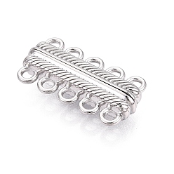 Платина Латунные магнитные застежки, прямоугольные, 5 нитей, 10-луночное, платина, 32x16.5x7 мм, отверстие : 2.5 мм