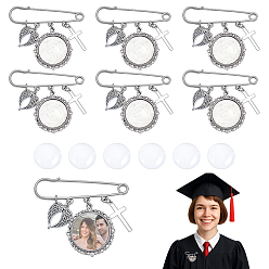 Нержавеющая Сталь Цвет Наборы для самостоятельного изготовления брошей из нержавеющей стали на выпускной, с подвеской из сплава и стеклянными кабошонами, цвет нержавеющей стали, 55 мм