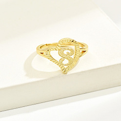 Letter S Латунные алфавитные регулируемые кольца для женщин, без кадмия, без никеля и без свинца, с сердцем, Письмо с, 17 мм, размер США 6 1/4 (16.7 мм)