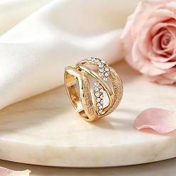 Silver Multi Layered Zinc Alloy Rhinestone Finger Rings for Women, Silver, 19mm, Inner Diameter: 20mm