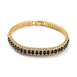 Настоящее золото 18K Браслет из латуни с конским глазом и стойкой, теннисные браслеты из кубического циркония, долговечный, без кадмия и без свинца, реальный 18 k позолоченный, 7-3/8 дюйм (18.8 см)