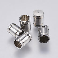 Stainless Steel Color Tarnish Resistant 201 Stainless Steel Cord End Caps, Column, Stainless Steel Color, 7x5mm, Hole: 4mm