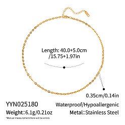 Настоящее золото 18K Простые 3.5мм 304цепочки Boston Link из нержавеющей стали для женщин, реальный 18 k позолоченный, 15.75 дюйм (40 см)