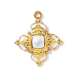 Белый 304 нержавеющей стальной эмали подвески, , ионное покрытие (ip), реальный 18 k позолоченный, белые, 22x19 мм