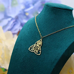 Золотой Стиль хип-хоп 201 ожерелья из нержавеющей стали с подвеской в виде викингов трикветра/троичного узла для мужчин, золотые, 15.75 дюйм (40 см)