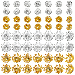 (52) Непрозрачная лаванда 120 шт. 4 стили колпачков из сплава, разноцветные, 11~16x6.5~7.5 мм, отверстие : 1.7~1.8 мм, 30 шт / стиль