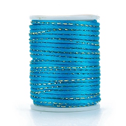 Озёрно--синий Полиэфирного корда, с золотой металлической нитью, китайский вязать шнур, Плут синий, 1.5 мм, около 4.37 ярдов (4 м) / рулон