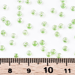 Olive Drab 8/0 Glass Seed Beads, Transparent Inside Colours Luster, Round Hole, Round, Olive Drab, 8/0, 3~4x2~3mm, Hole: 0.8mm, about 15000pcs/bag