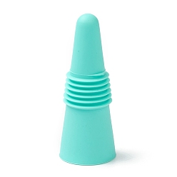 Turquoise Silicone Wine Bottle Stoppers, with Stainless Steel Findings inside, Cone, Turquoise, 64x25mm