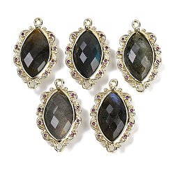 Лабрадорита Натуральный лабрадорит ограненные звенья конский глаз, стойка покрытие латунь микропаве орхидея кубический цирконий соединительные подвески, золотые, 24.5x14.5x4.5 мм, отверстие : 1.2 мм