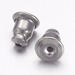 Stainless Steel Color 304 Stainless Steel Ear Nuts, Bullet Earring Backs, Stainless Steel Color, 6x5mm