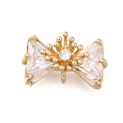 Настоящее золото 14K Латунь прокладывает кубические циркониевые прелести, без кадмия, без никеля и без свинца, бантом, реальный 14 k позолоченный, 9x15x6.5 мм, отверстие : 1 мм