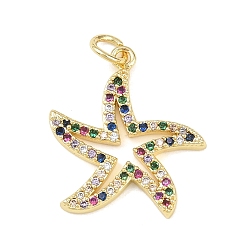 Морская звезда Латунные микро проложить кубического циркония подвески, с целью перехода в кольце, реальный 18 k позолоченный, морская звезда, 21x19x2.2 мм