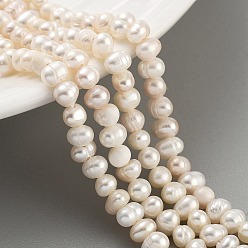 PapayaWhip Natural Cultured Freshwater Pearl Beads Strands, Potato, PapayaWhip, 3.5~4mm, Hole: 0.5mm, about 45~59pcs/strand, 6.89~7.68 inch(17.5~19.5cm)