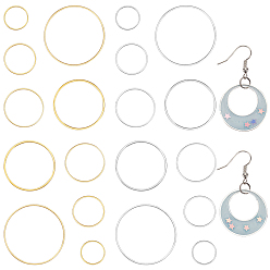 Mixed Color 200Pcs 10 Style Brass Linking Rings, Mixed Color, 12~30x0.65~1mm, 20pcs/style