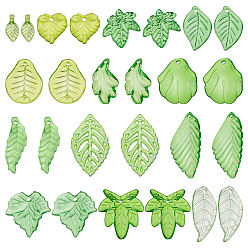 Зеленый лайм 325 шт 13 стили прозрачные акриловые подвески, смешанный лист, зеленый лайм, 10.5~36x5~24x1.2~3.5 мм, отверстие : 1.4~2 мм, 25 шт / стиль