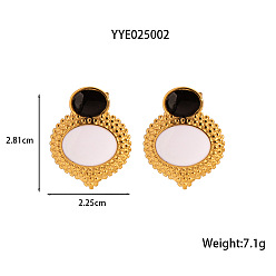 Белый Элегантные 304 овальные серьги-гвоздики из белой нержавеющей стали для женщин, золотые, белые, 28.1x22.5 мм