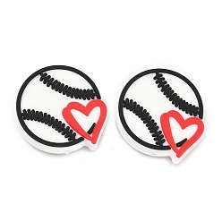 Белый Силиконовые бусины, бейсбол, фокусные бусы, белые, 29.5x7.5 мм, отверстие : 2.5 мм