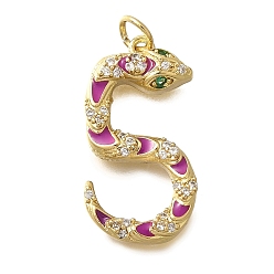 Number Латунные микро проложить кубического циркония подвески, с эмалью, змея с подвесками-числами, с целью перехода в кольце, число, 25~28x6.5~16x4~4.5 мм, отверстие : 3.4 мм