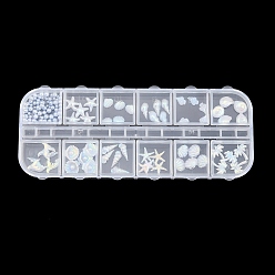 Белый 12 Сетки, морская тематика, кабошоны из смолы, ногтей декоративные аксессуары, разнообразные, белые, 2~10.5x2~8.5x2~4.5 мм