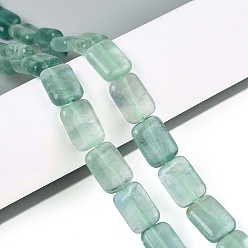 Флюорит Естественный зеленый флюорит бисер нитей, прямоугольные, 14x10x5 мм, отверстие : 1.2~1.4 мм, около 28 шт / нитка, 15.63'' (39.7 см)