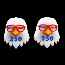 Eagle Силиконовые бусины, фокусные бусы, тема дня независимости, белые, орел, 29.5x26x19.5 мм, отверстие : 2 мм