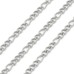 Нержавеющая Сталь Цвет 304 из нержавеющей стали Figaro цепи, несварные, с катушкой, цвет нержавеющей стали, 5.5x3x0.5 мм и 4x3x0.5 мм