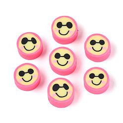 Желтый Бусины из полимерной глины , плоское круглое и улыбающееся лицо, желтые, 9~10x4~4.5 мм, отверстие : 1.8 мм