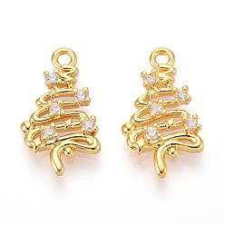 Настоящее золото 18K Латунные микро проложить кубического циркония подвески, дерево, долговечный, без никеля , реальный 18 k позолоченный, 17x9.5~10x2 мм, отверстие : 1.4 мм