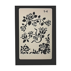 Flower Eco-Friendly PET Plastic Hollow Painting Silhouette Stencil, DIY Drawing Template Graffiti Stencils, Flower, 246x160mm